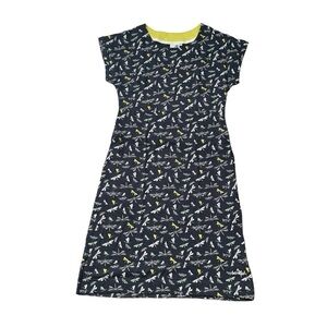 Weird Fish Navy Blue Dragonfly Organic Cotton Jersey Dress US S